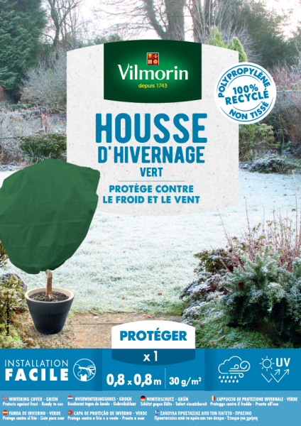 Croissance et protection des végétaux - Housse d’hivernage - 0,8 m x 0,8 m - Vert - face recto